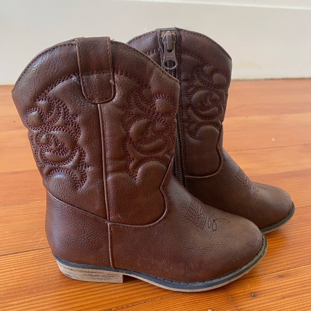 Brown Cowboy Boots for Kids- size 9